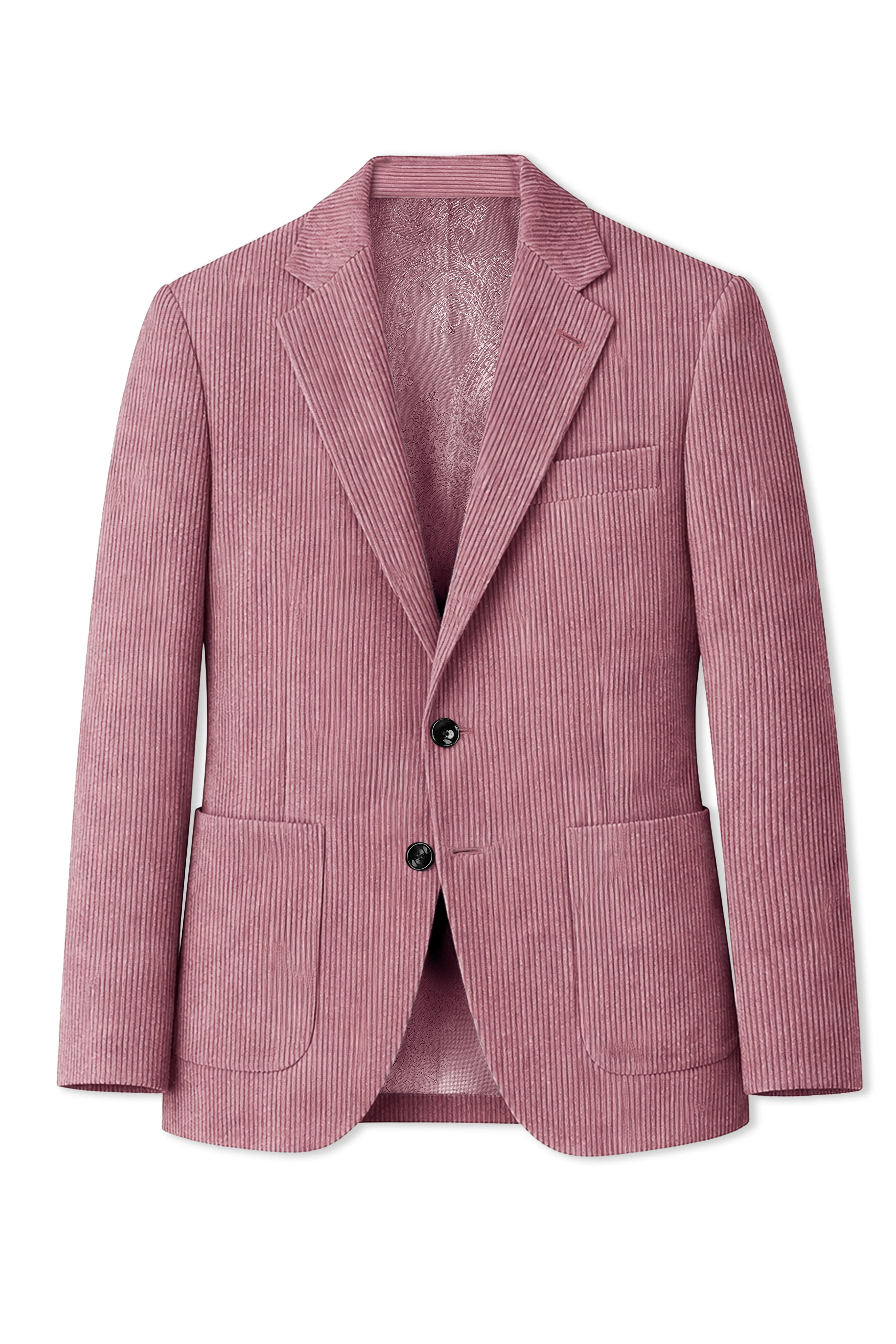 Petalux-Oriental Pink Corduroy Single Breasted Sports Suit - Image 8