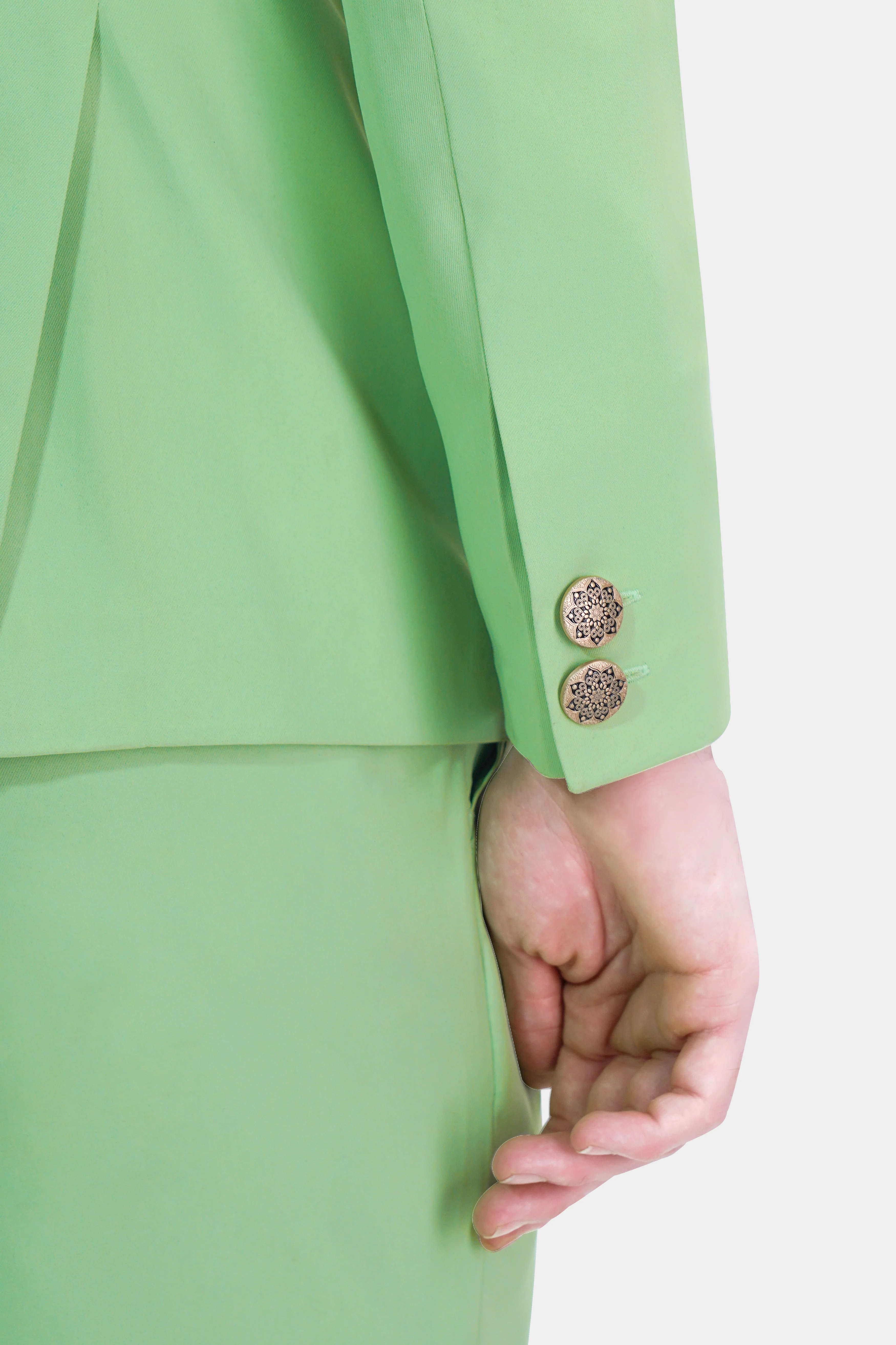 Pistachio Green Wool Rich Bandhgala Blazer - Image 7