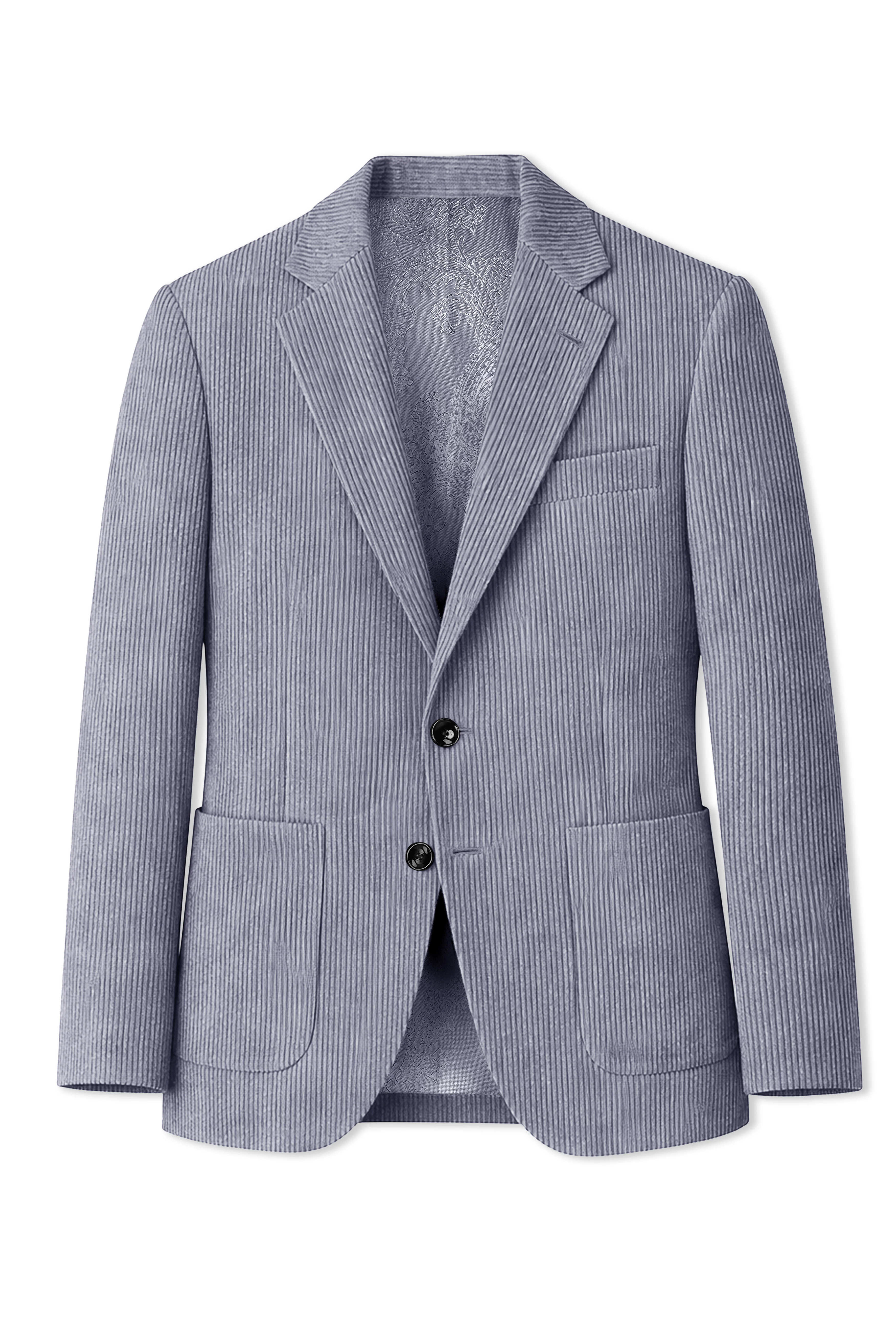 Ribvoro-Topaz Gray Corduroy Single Breasted Sports Blazer - Image 8