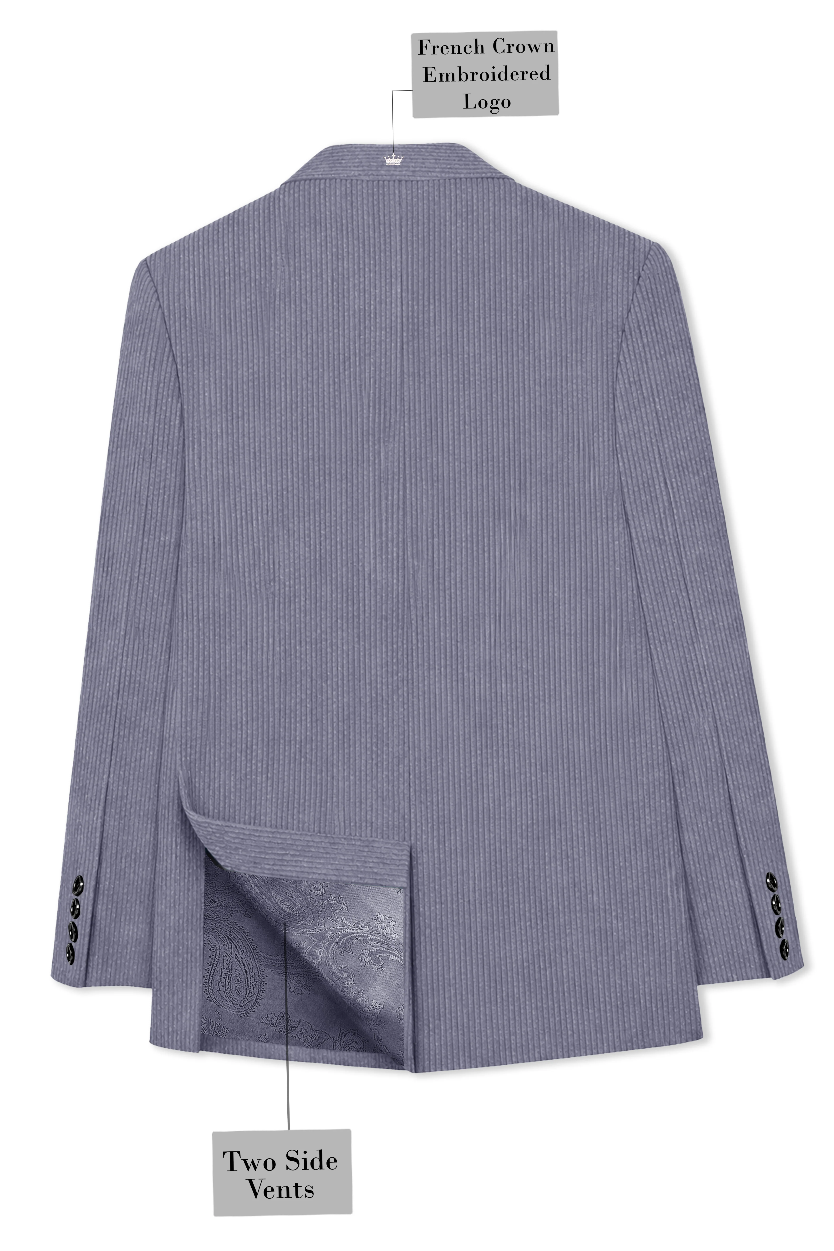 Ribvoro-Topaz Gray Corduroy Single Breasted Sports Blazer - Image 9