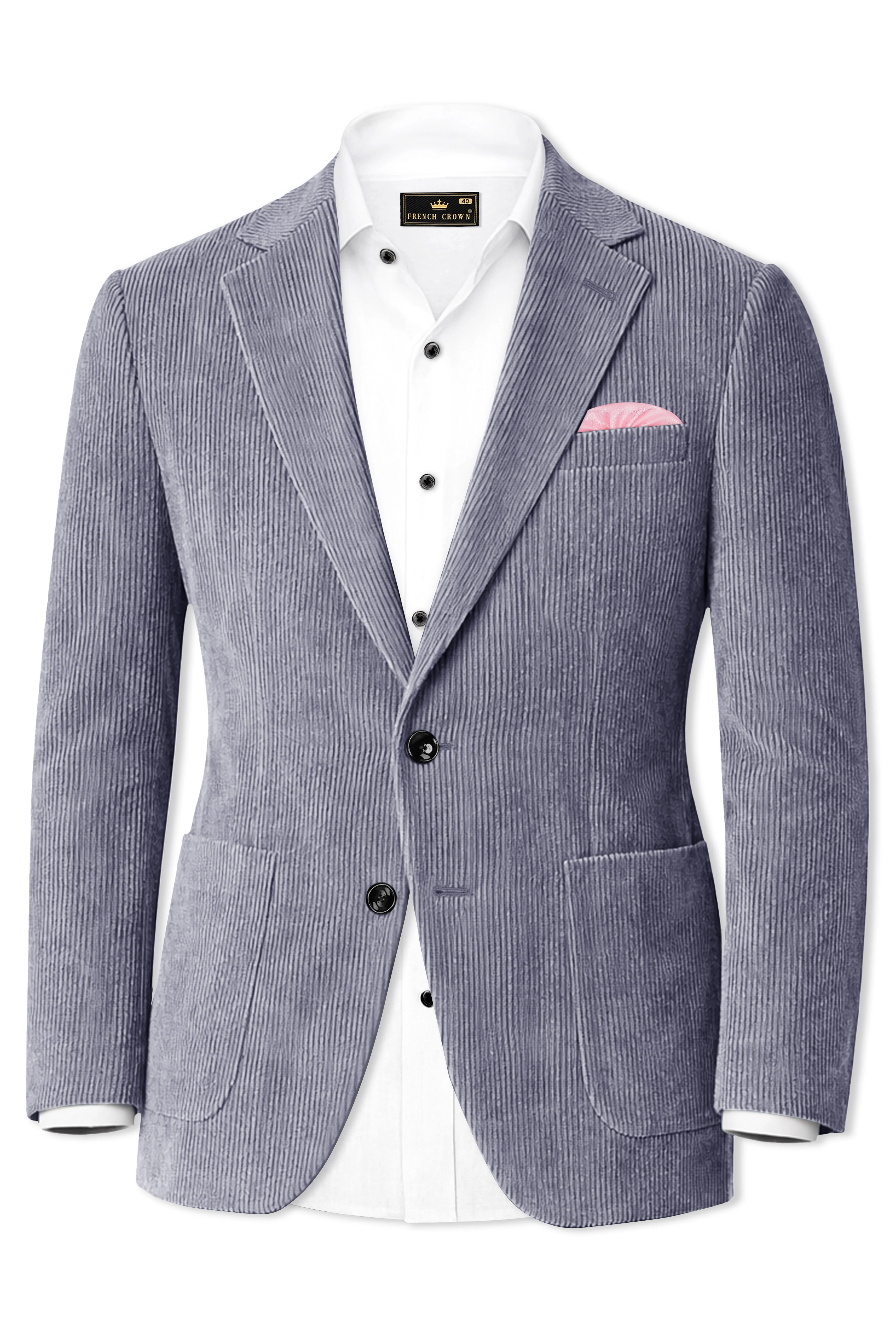 Ribvoro-Topaz Gray Corduroy Single Breasted Sports Suit - Image 10