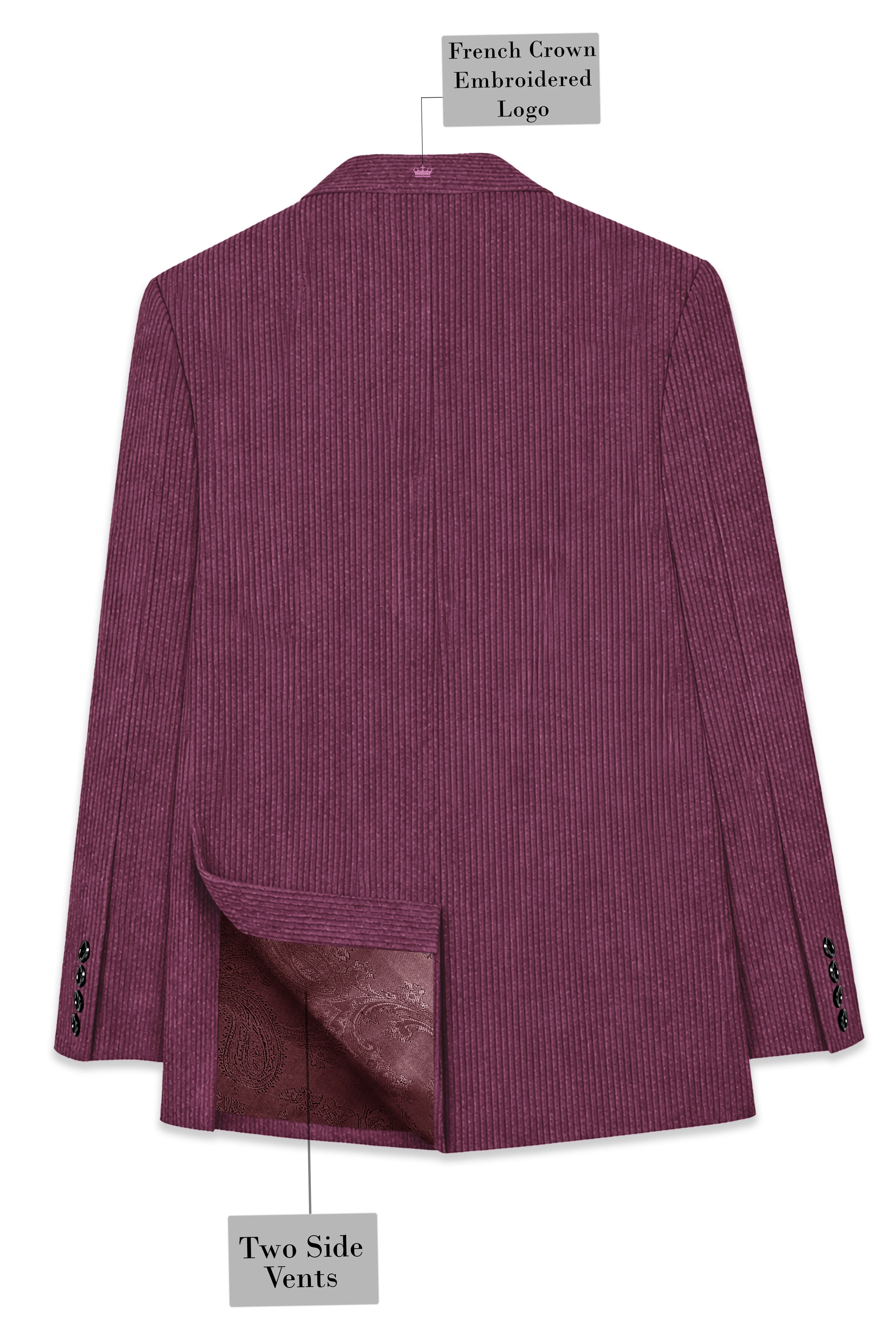 Roselux-Cosmic Pink Corduroy Single Breasted Sports Blazer - Image 9