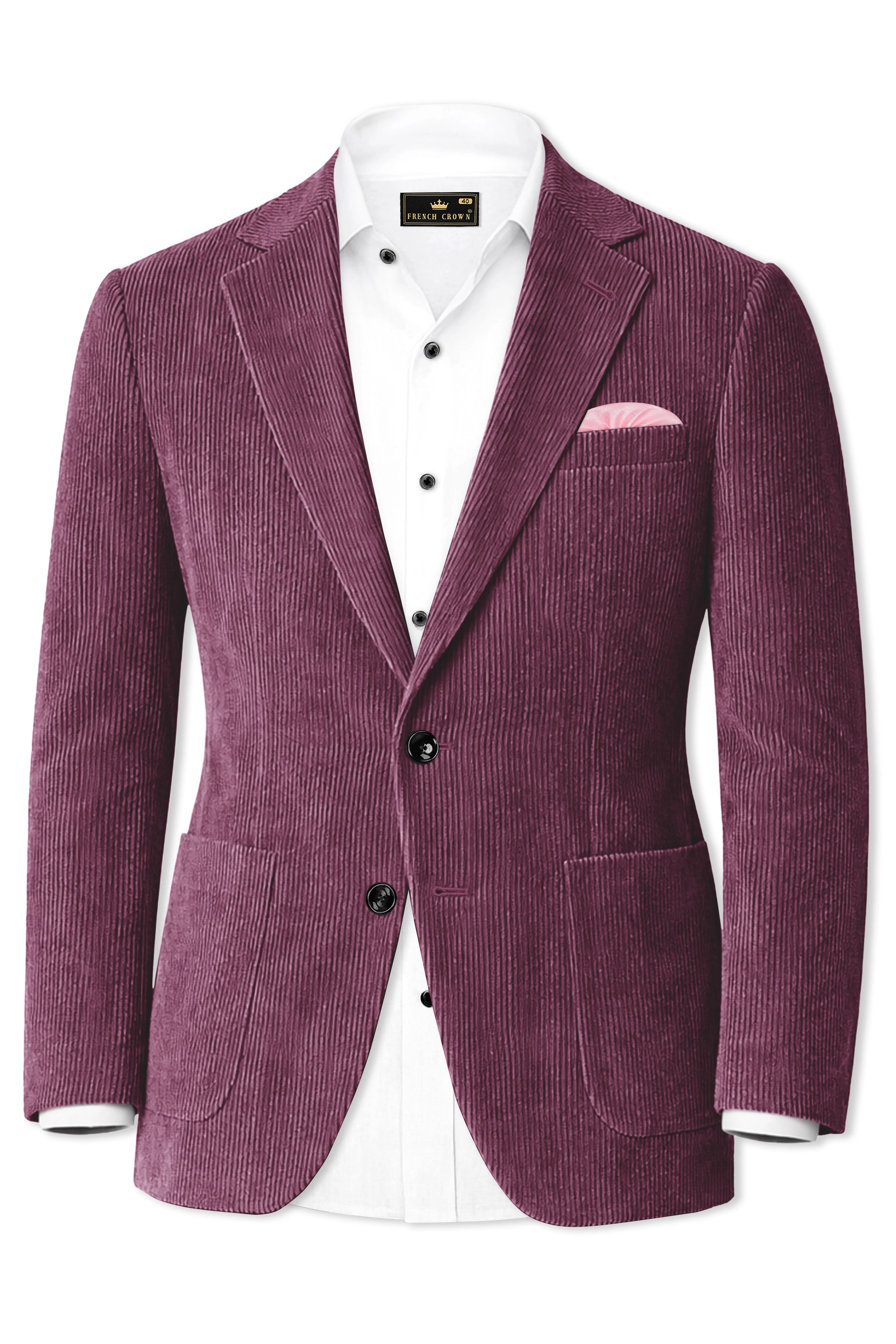 Roselux-Cosmic Pink Corduroy Single Breasted Sports Suit - Image 10