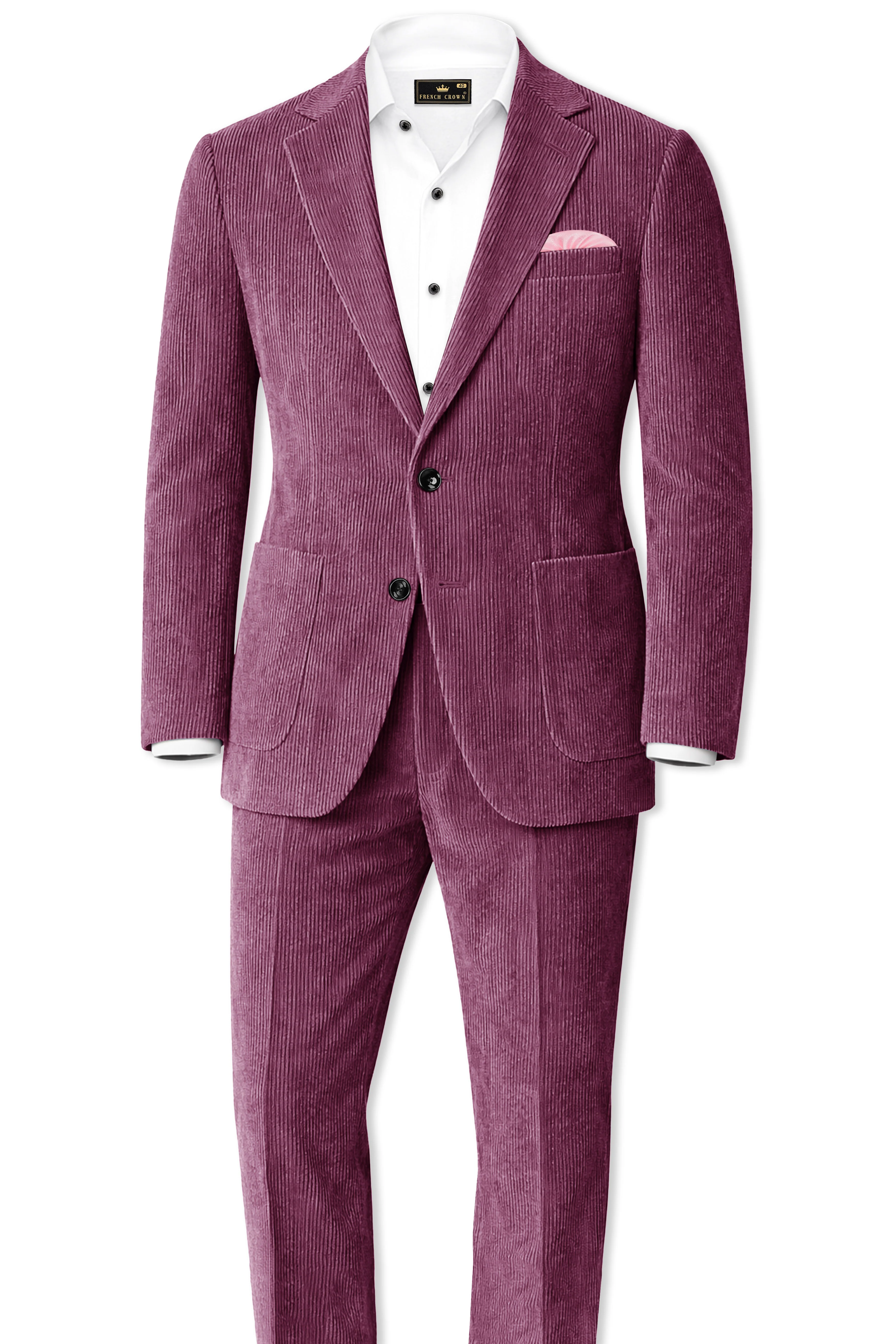 Roselux-Cosmic Pink Corduroy Single Breasted Sports Suit - Image 4