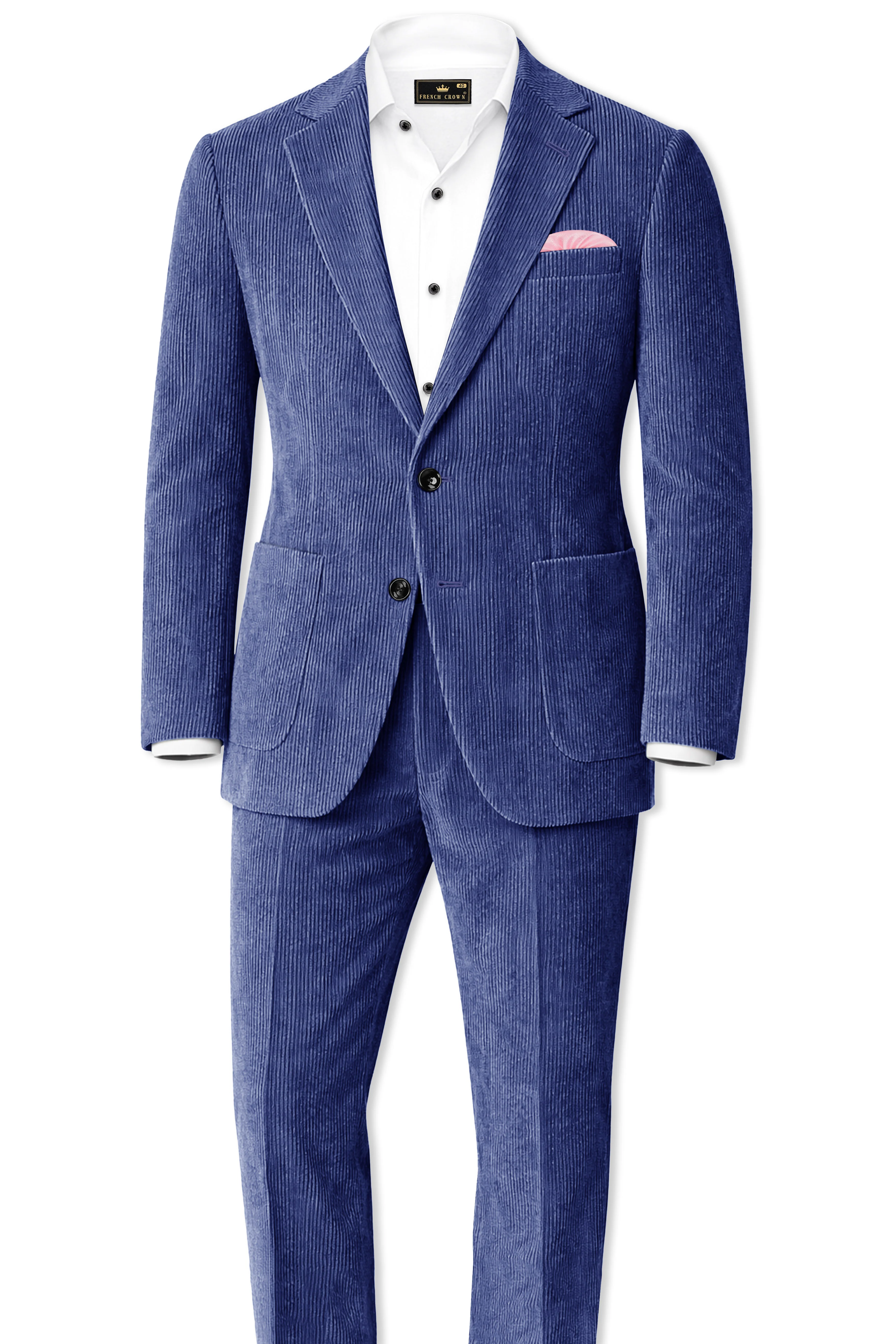 Slatzen-Slate Blue Corduroy Single Breasted Sports Blazer - Image 10