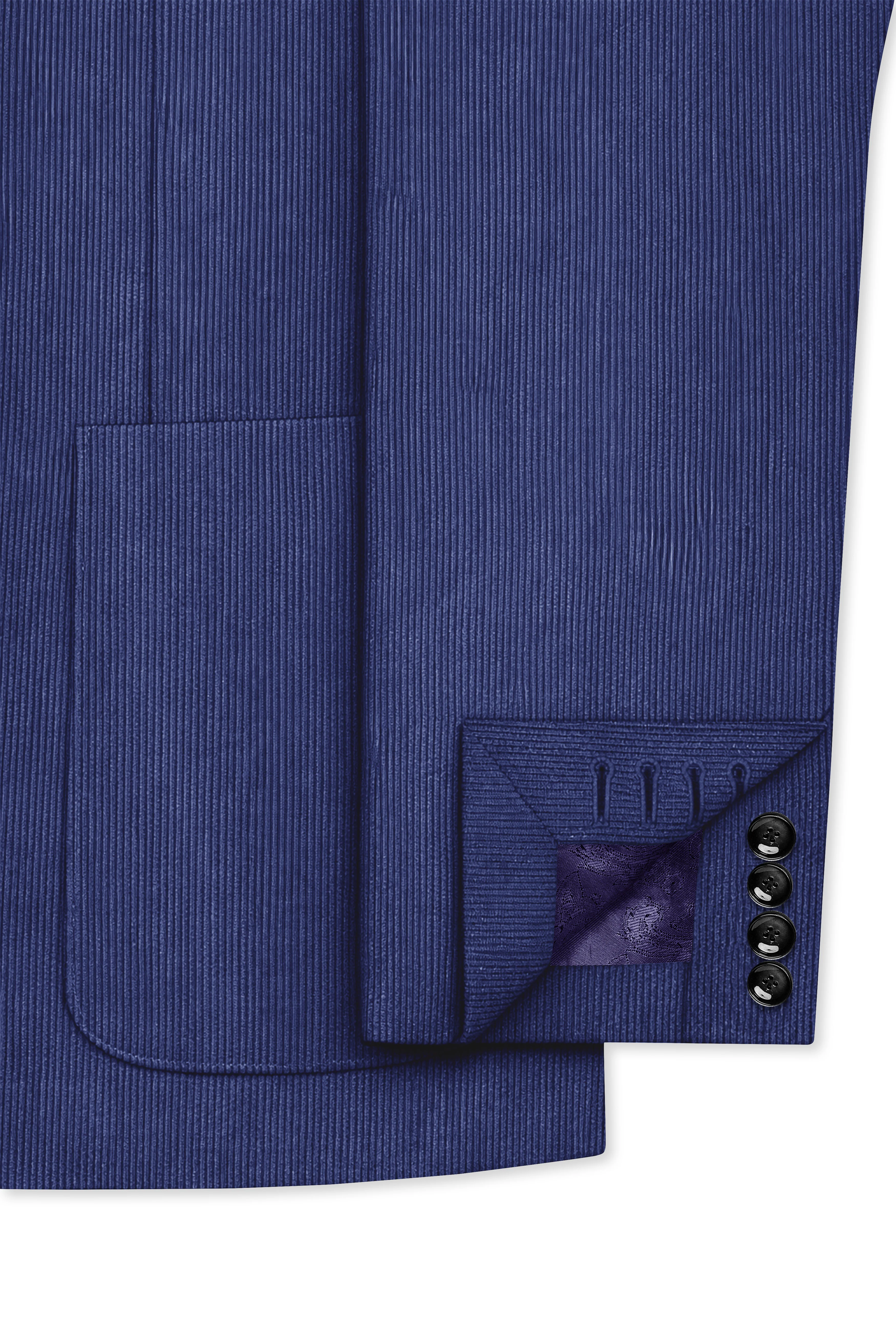 Slatzen-Slate Blue Corduroy Single Breasted Sports Blazer - Image 7