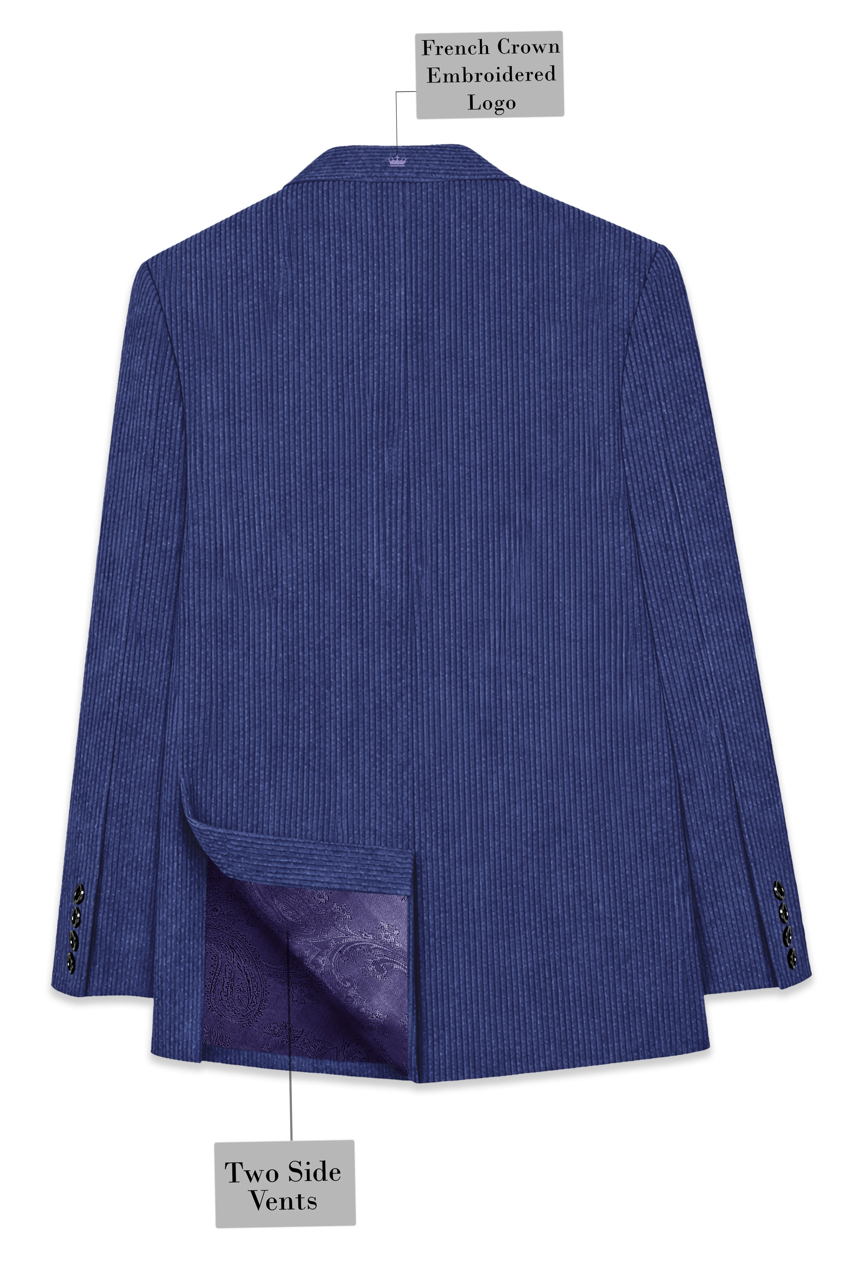 Slatzen-Slate Blue Corduroy Single Breasted Sports Blazer - Image 9