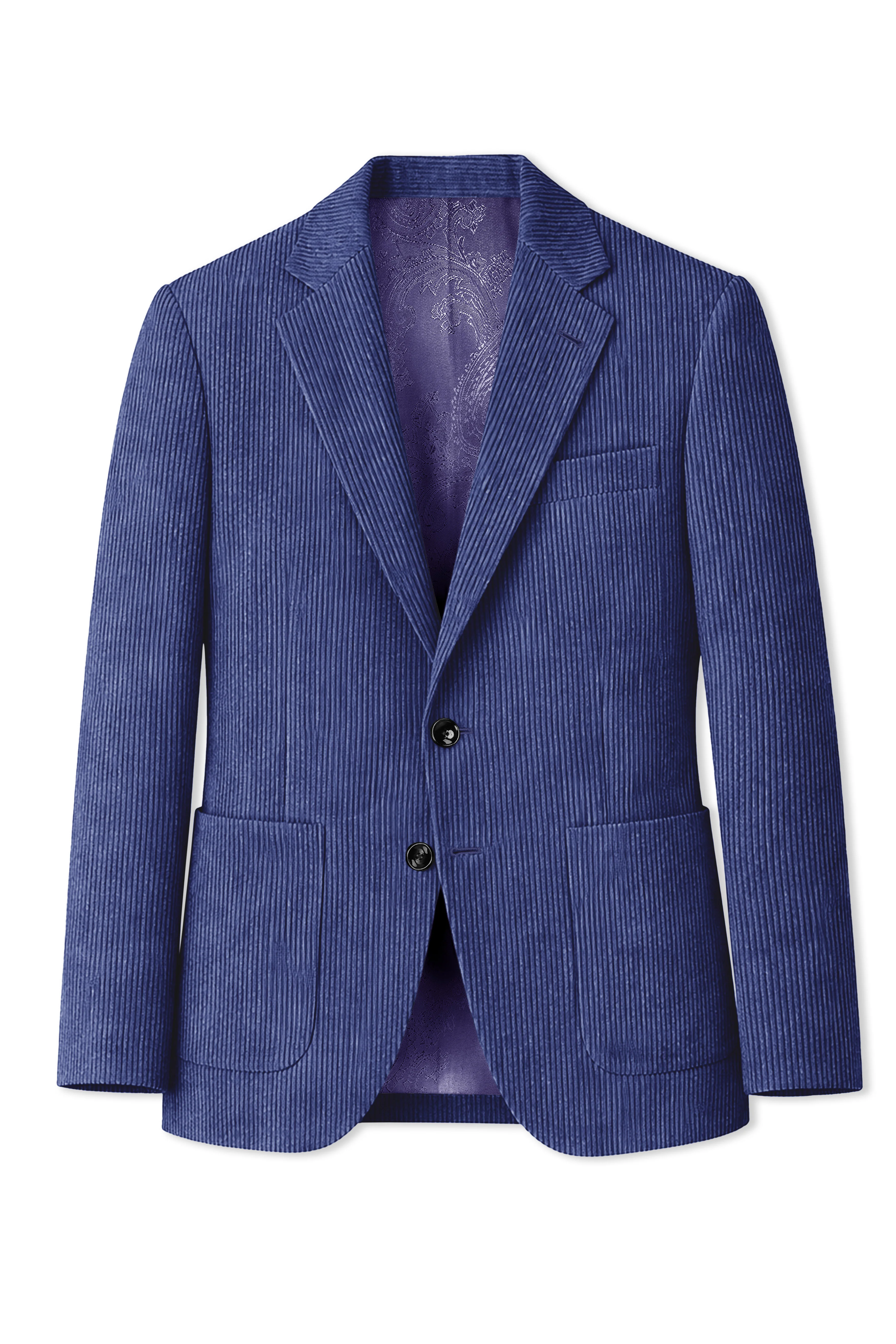 Slatzen-Slate Blue Corduroy Single Breasted Sports Suit - Image 8