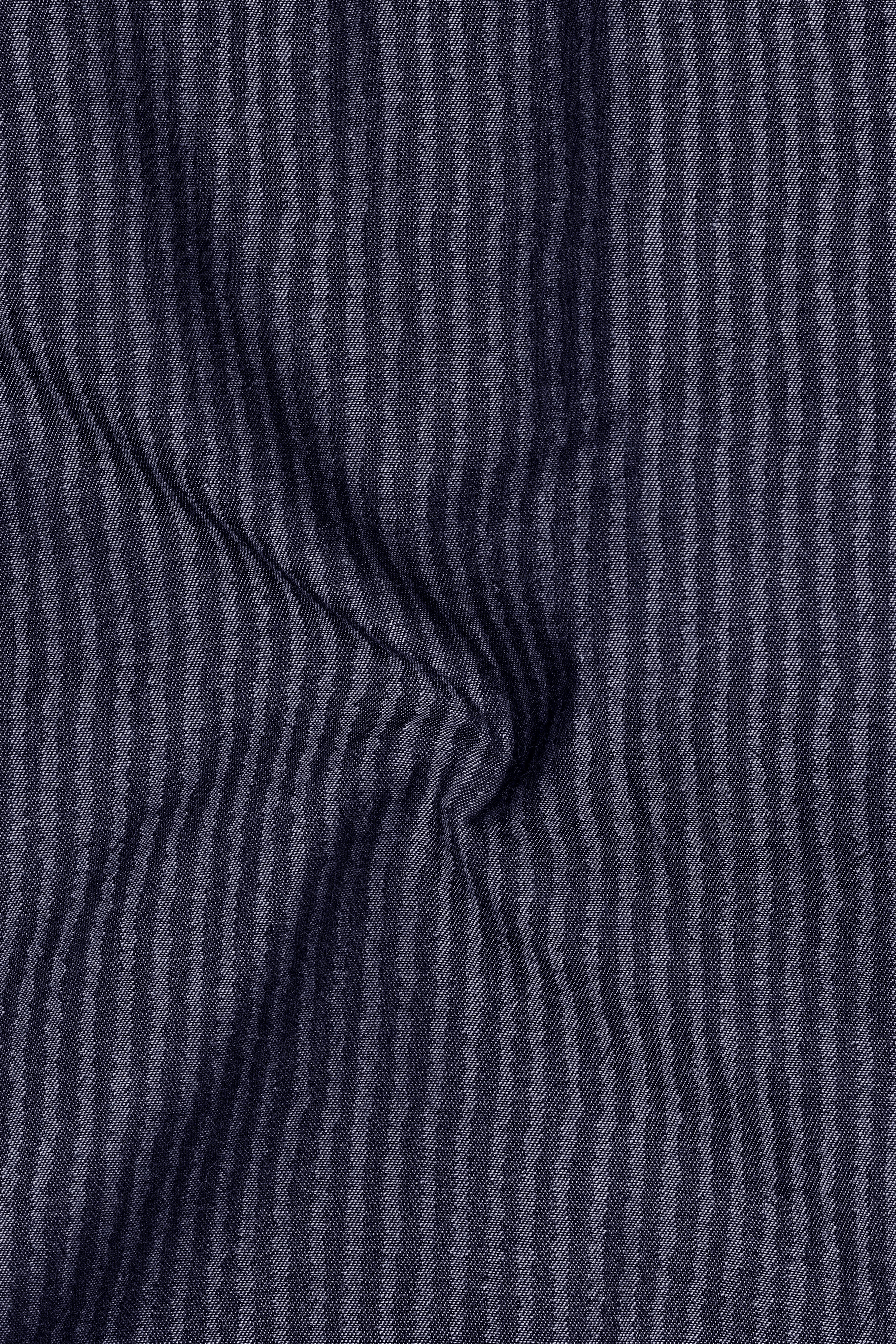 Striora-Graphite Denim Blue Striped Super Soft Premium Cotton Casual Shirt - Image 3