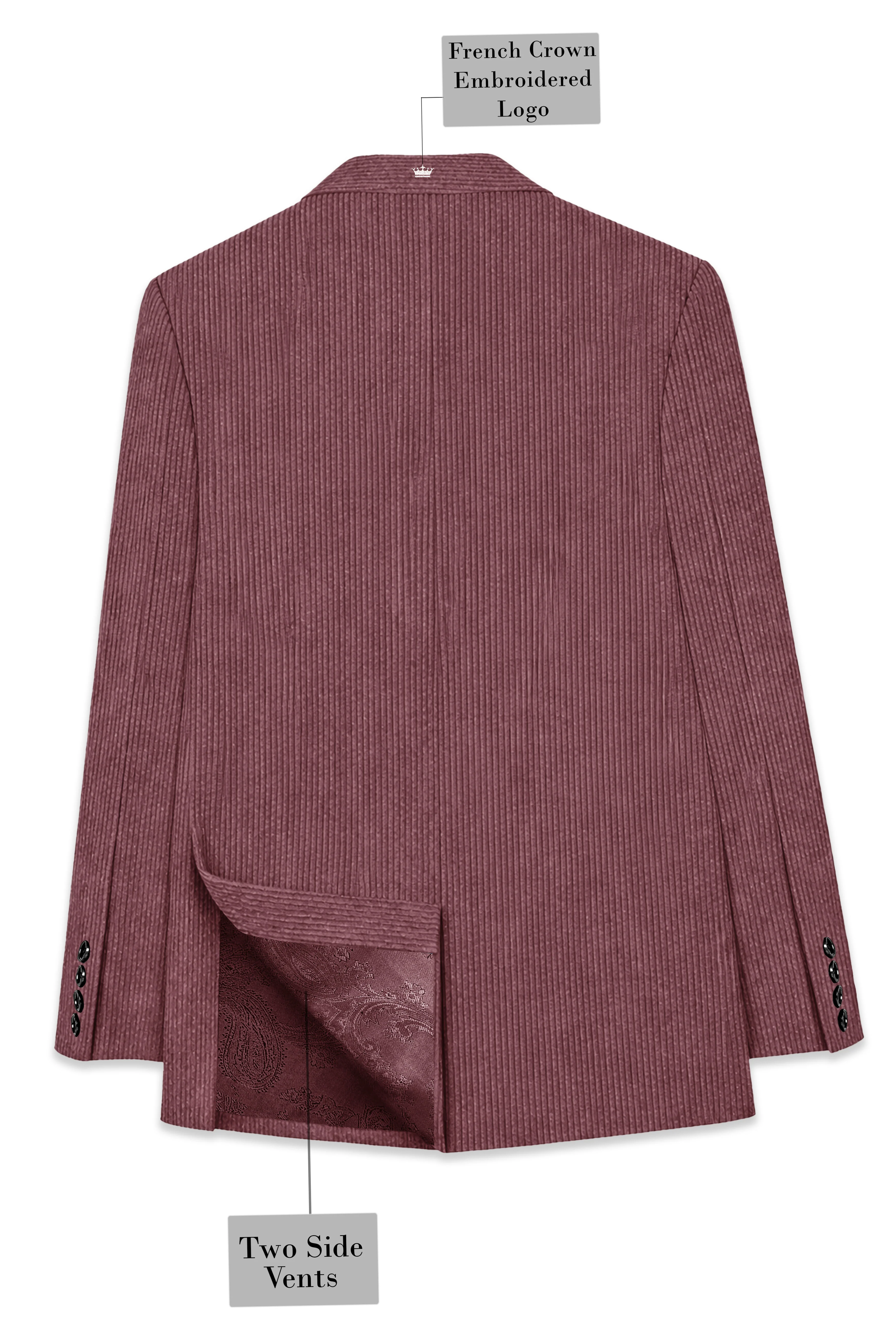 Tauzen-Rose Taupe Pink Corduroy Single Breasted Sports Blazer - Image 9