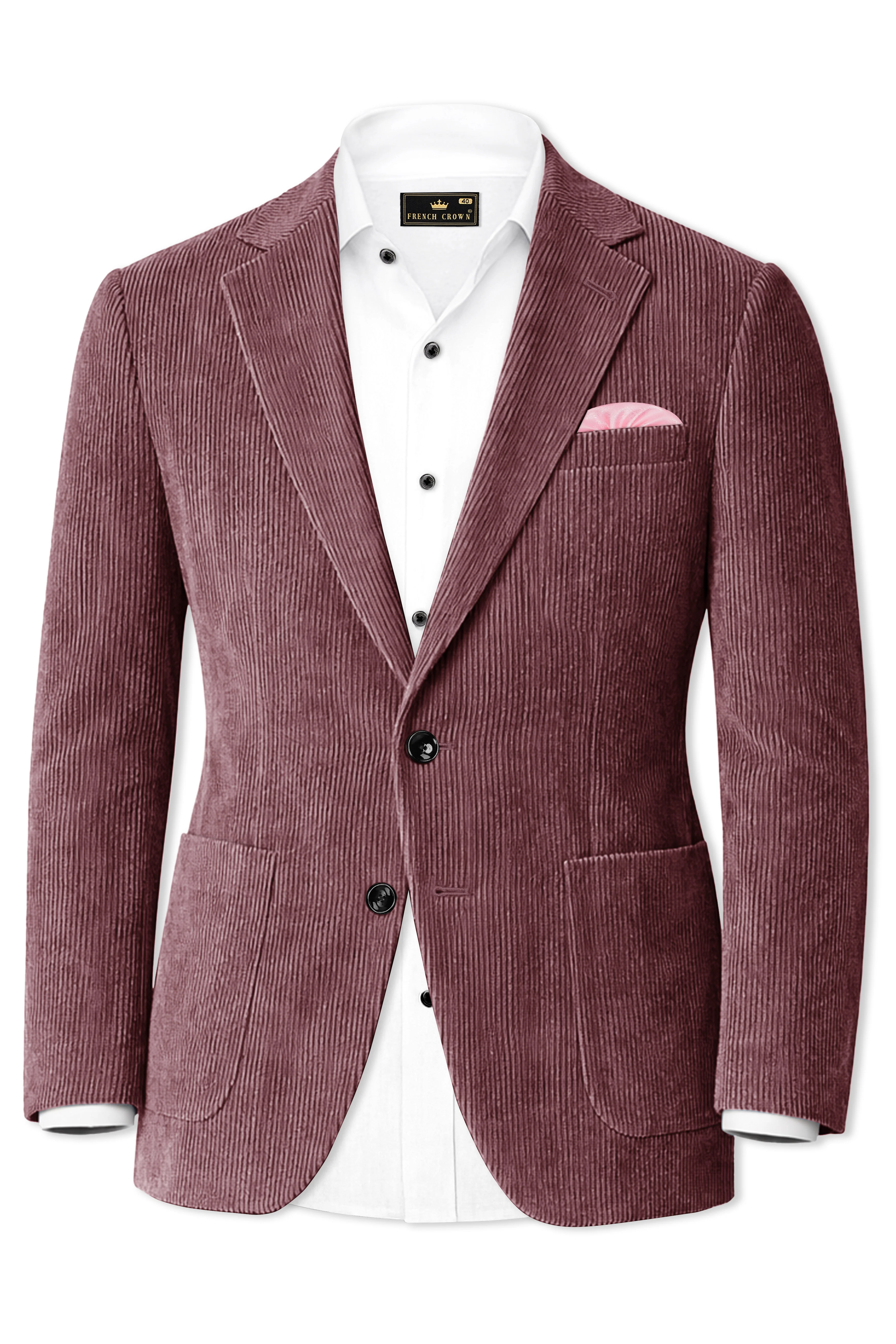 Tauzen-Rose Taupe Pink Corduroy Single Breasted Sports Suit - Image 10