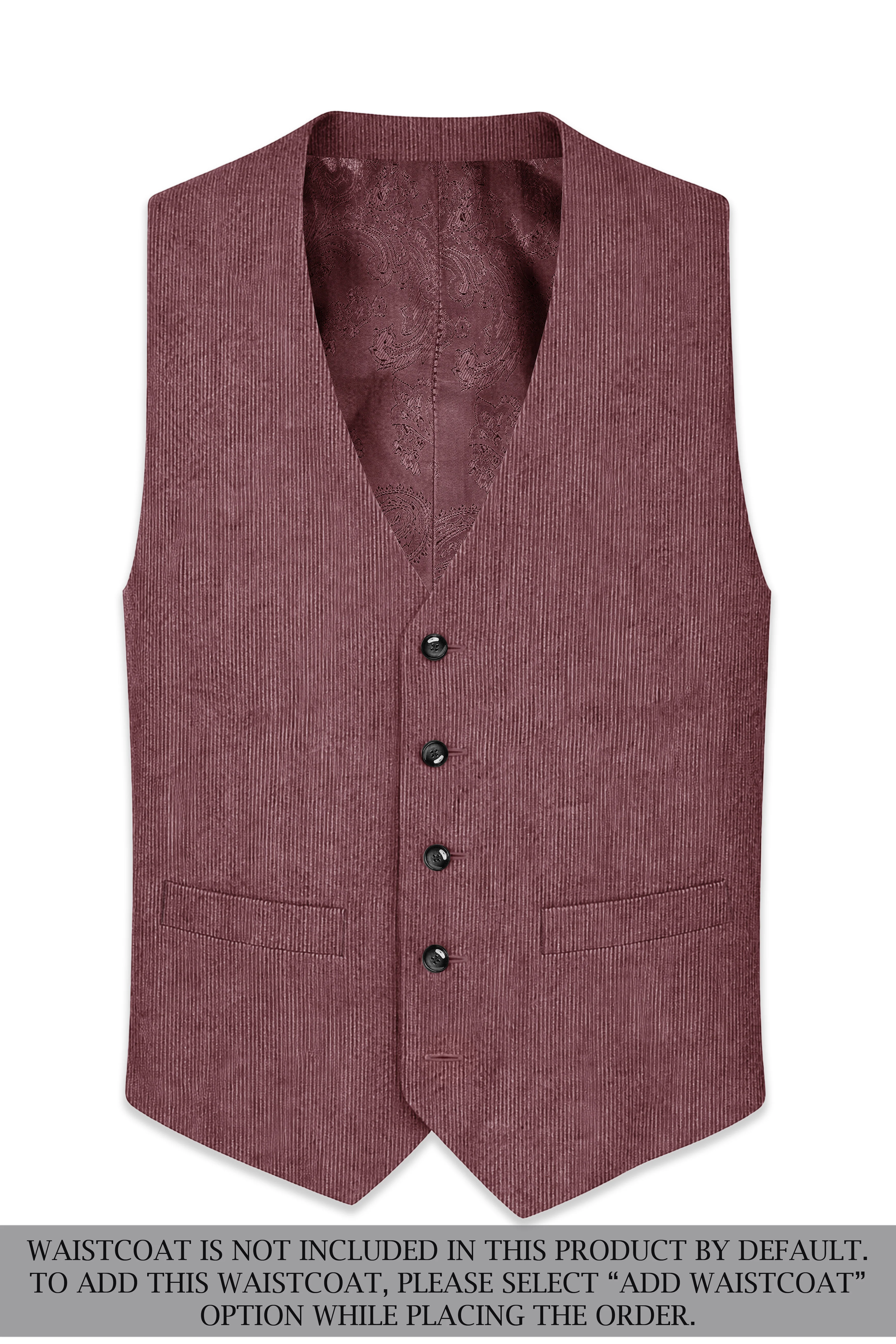 Tauzen-Rose Taupe Pink Corduroy Single Breasted Sports Suit - Image 16