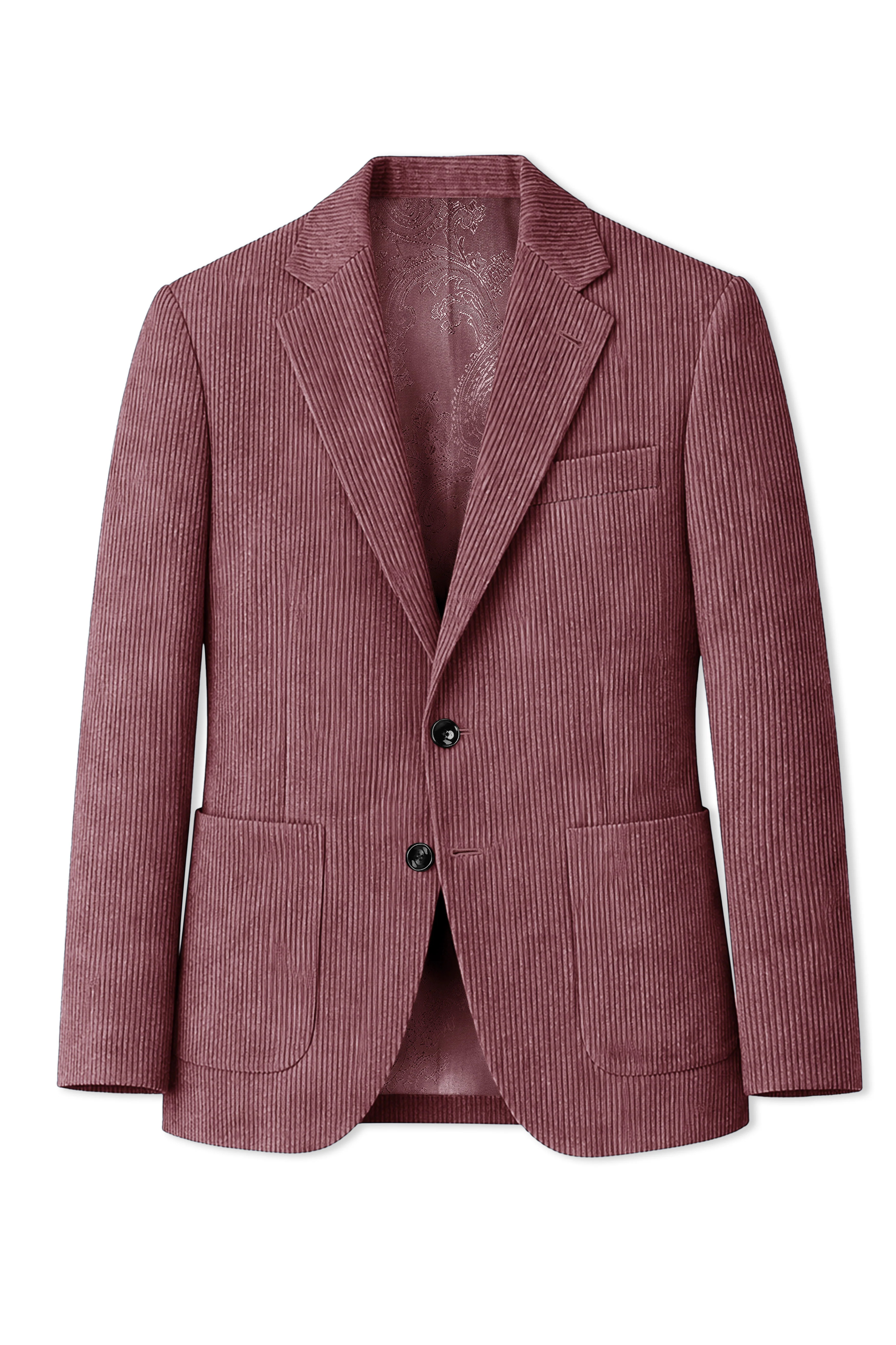 Tauzen-Rose Taupe Pink Corduroy Single Breasted Sports Suit - Image 8