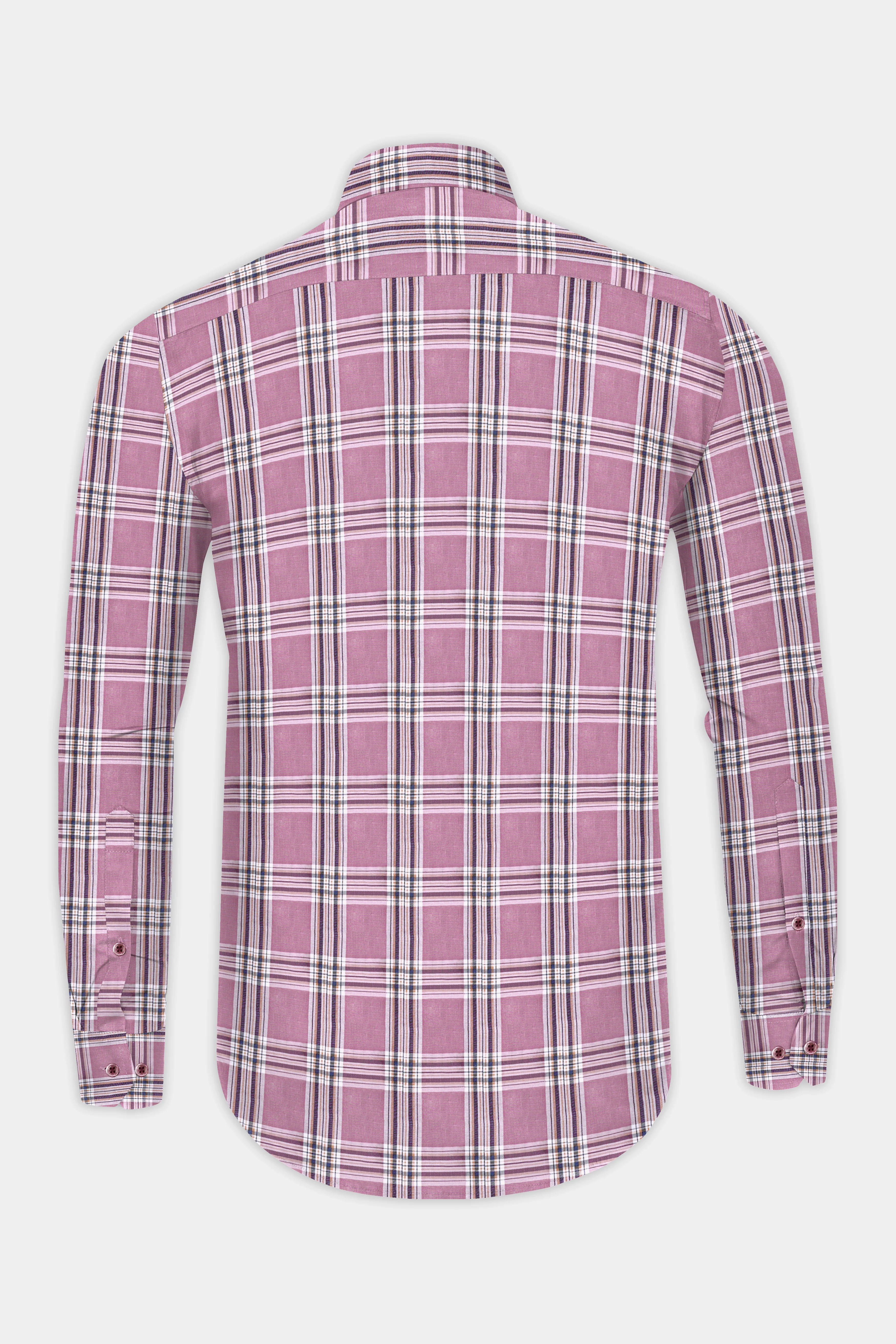 Turkish Rose Pink and Rhino Blue Twill Plaid Premium Cotton Shirt - Image 5
