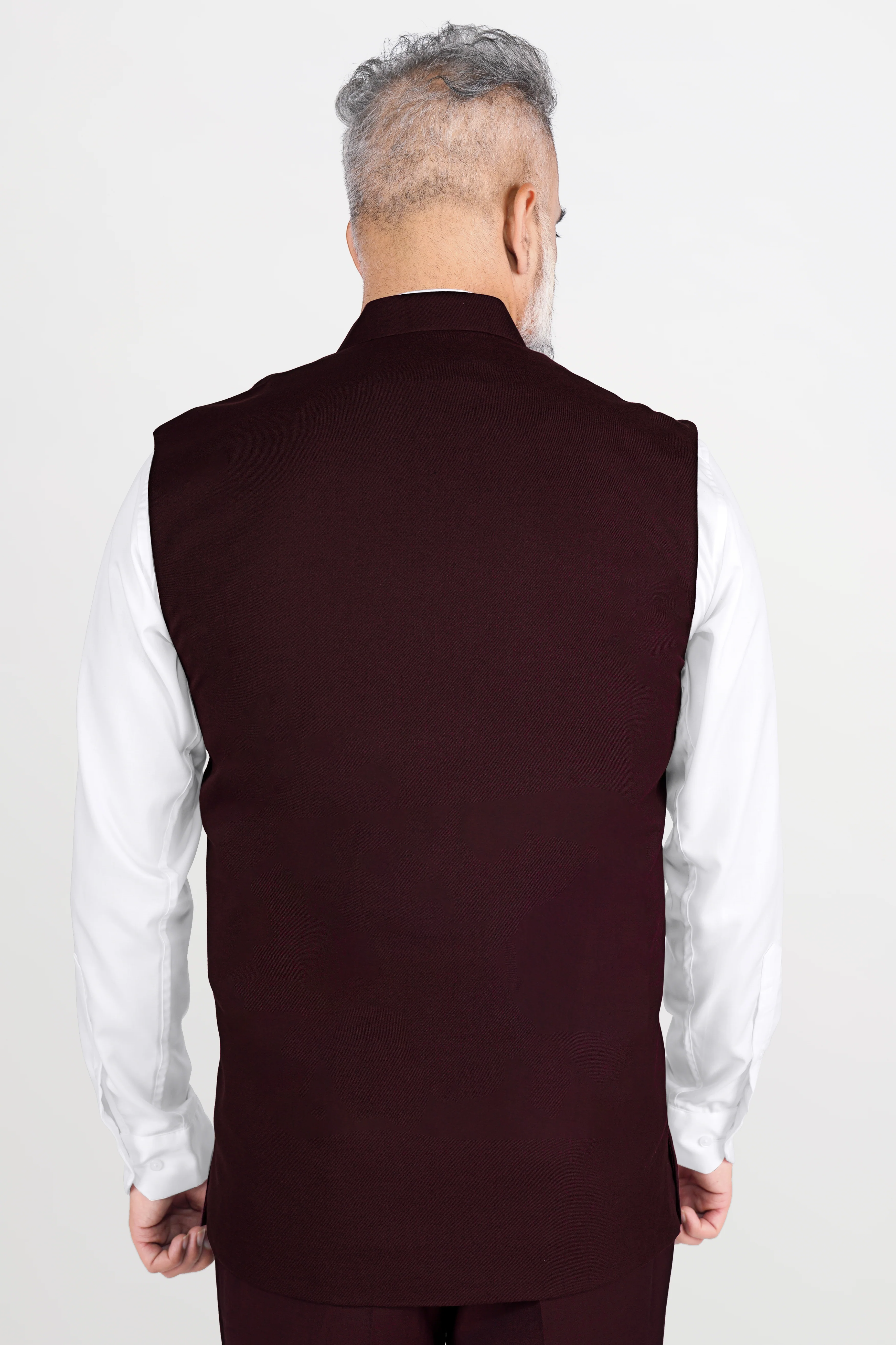Umber Maroon Wool Rich Nehru Jacket - Image 5