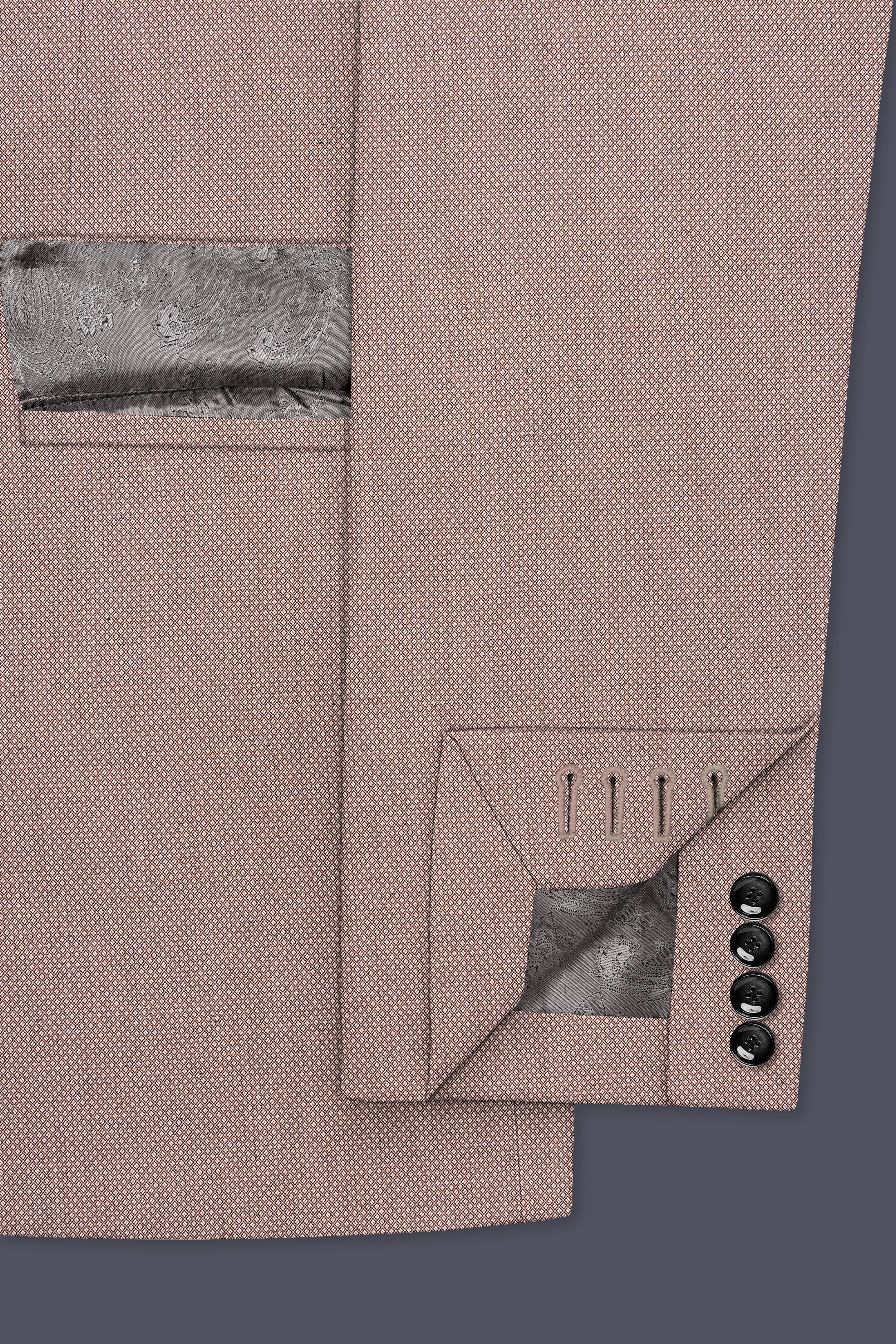 Velbrun-Zorba Brown Textured Wool Rich Single Breasted Blazer - Image 7