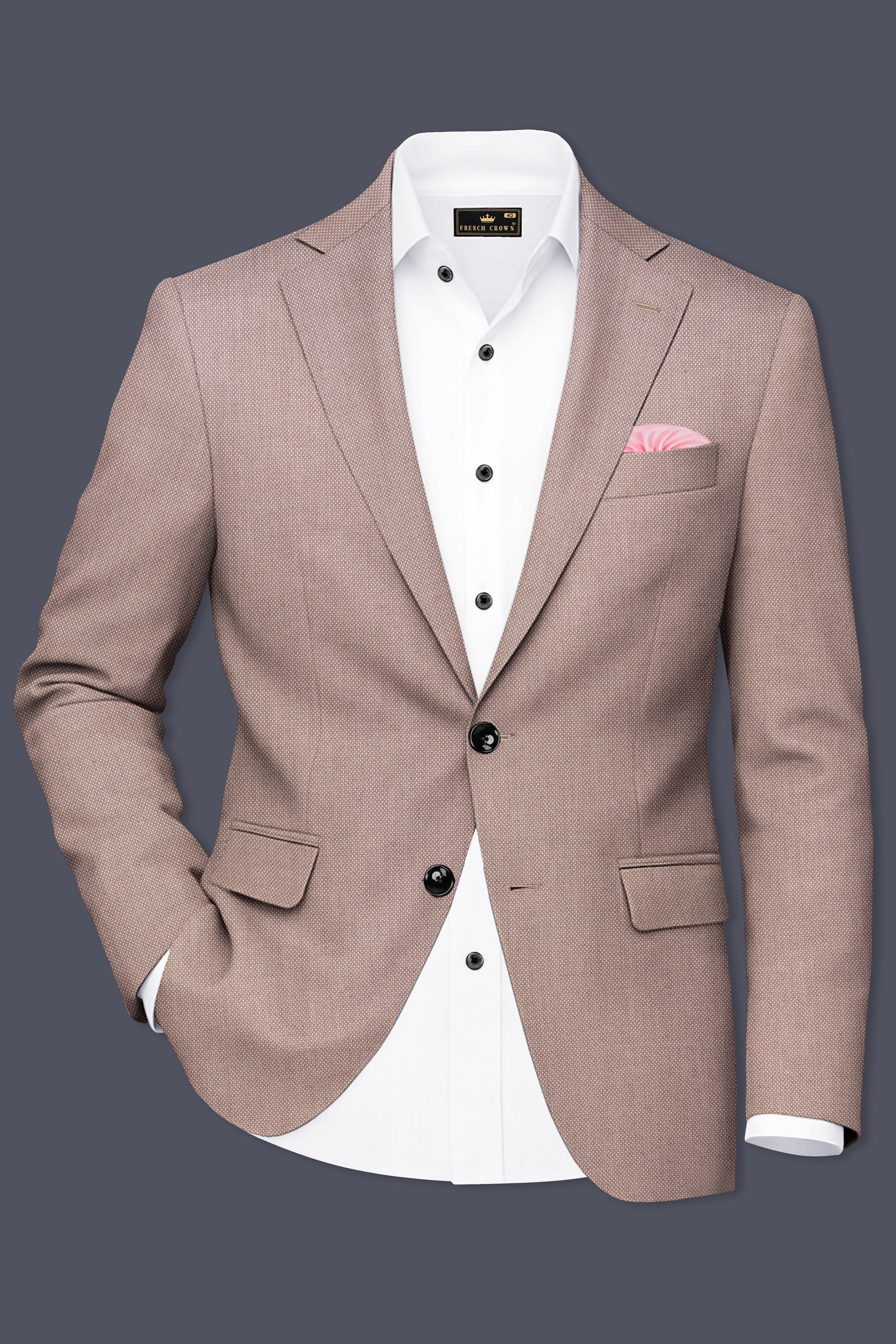 Velbrun-Zorba Brown Textured Wool Rich Single Breasted Suit - Image 10