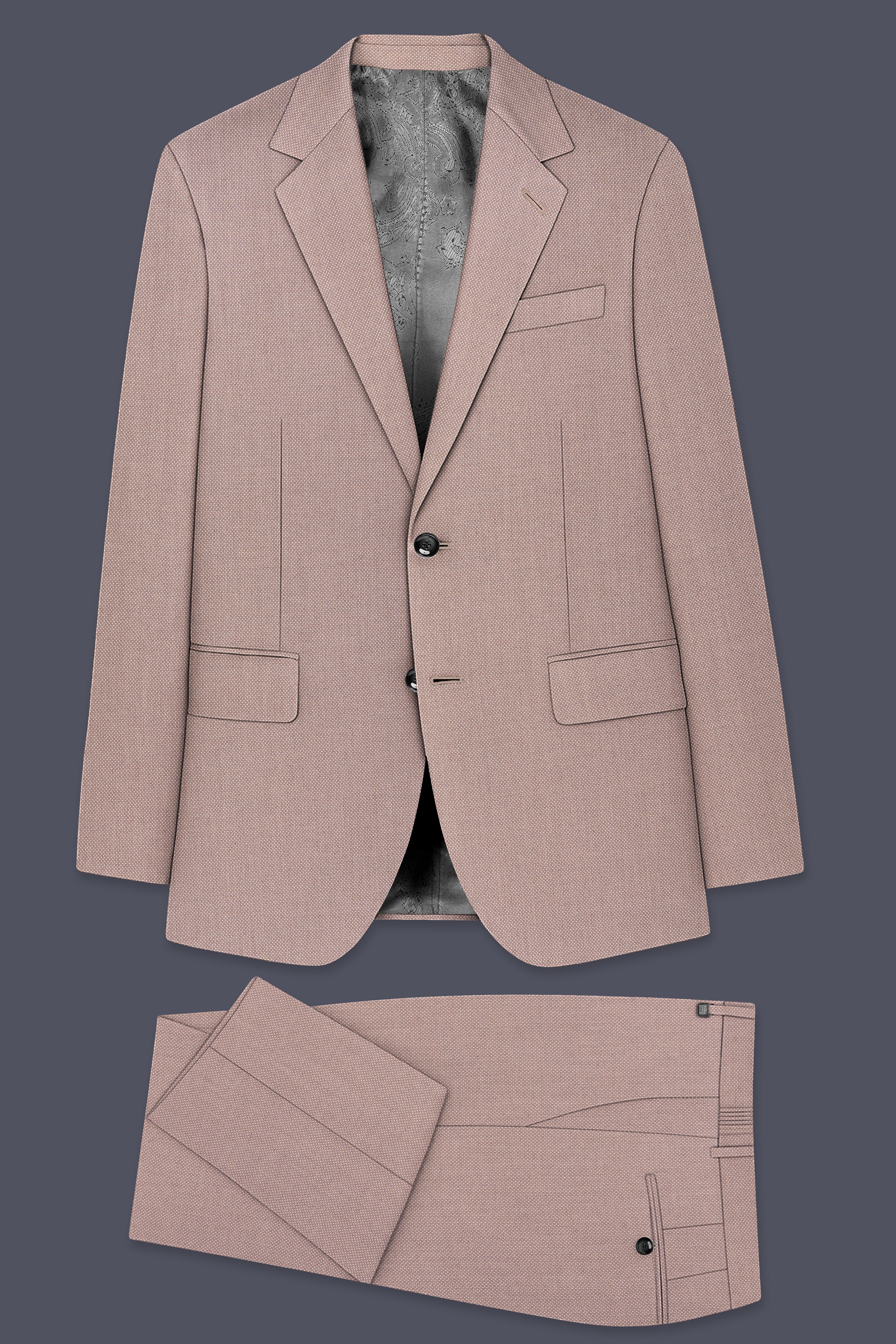 Velbrun-Zorba Brown Textured Wool Rich Single Breasted Suit - Image 11