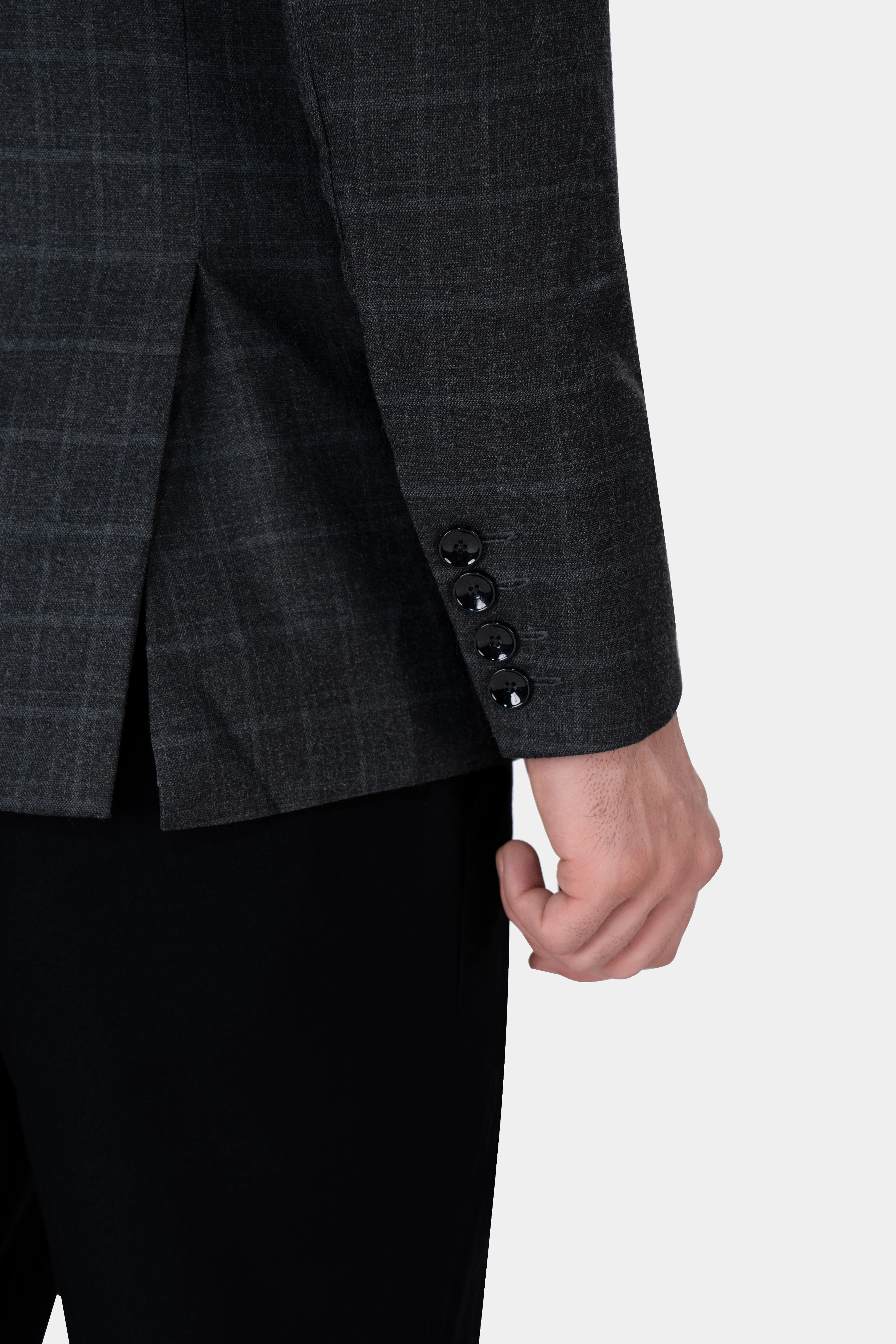 Vulcan Black with Marengo Gray Windowpane Tweed Designer Blazer - Image 4