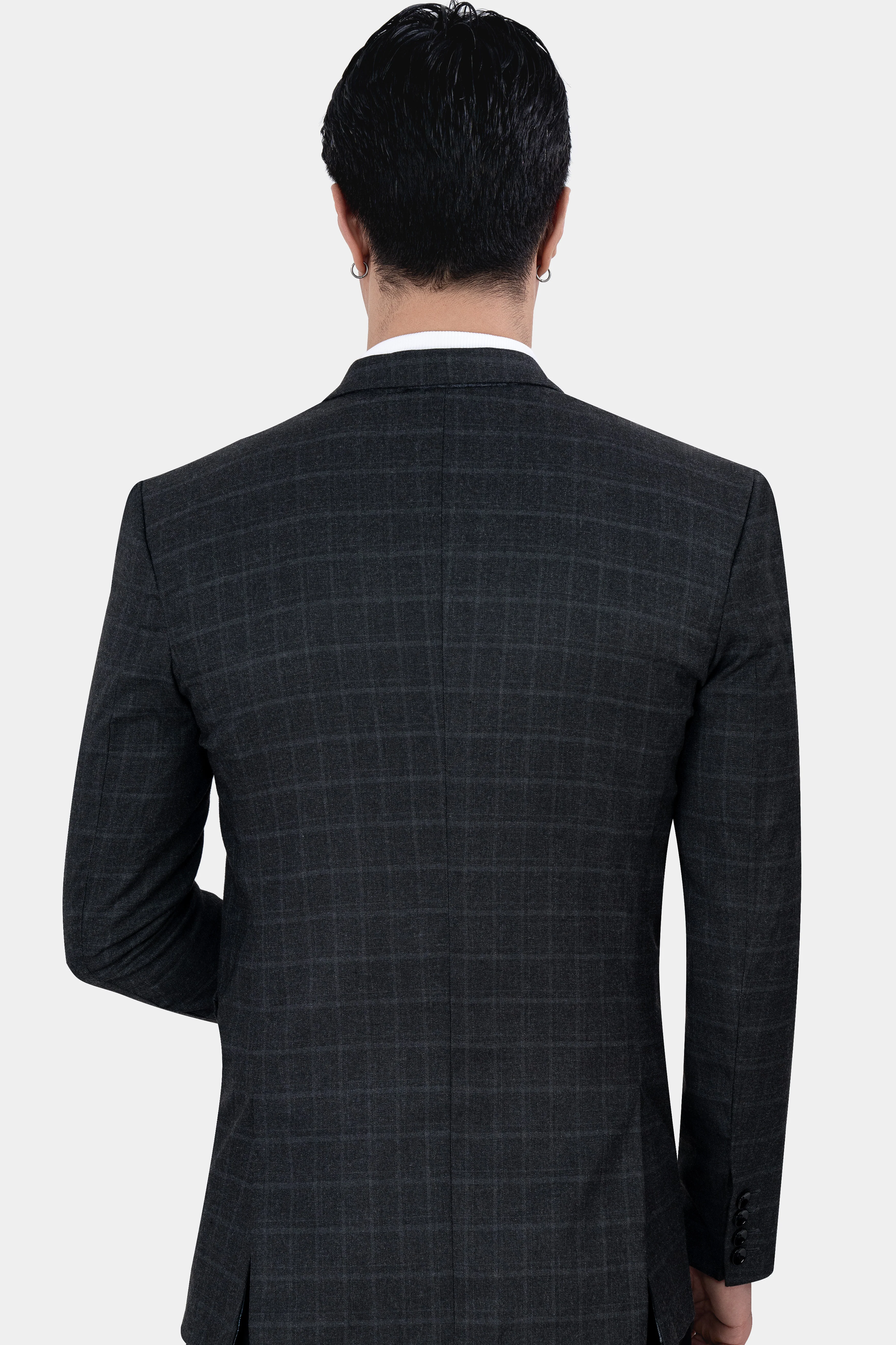 Vulcan Black with Marengo Gray Windowpane Tweed Designer Blazer - Image 6