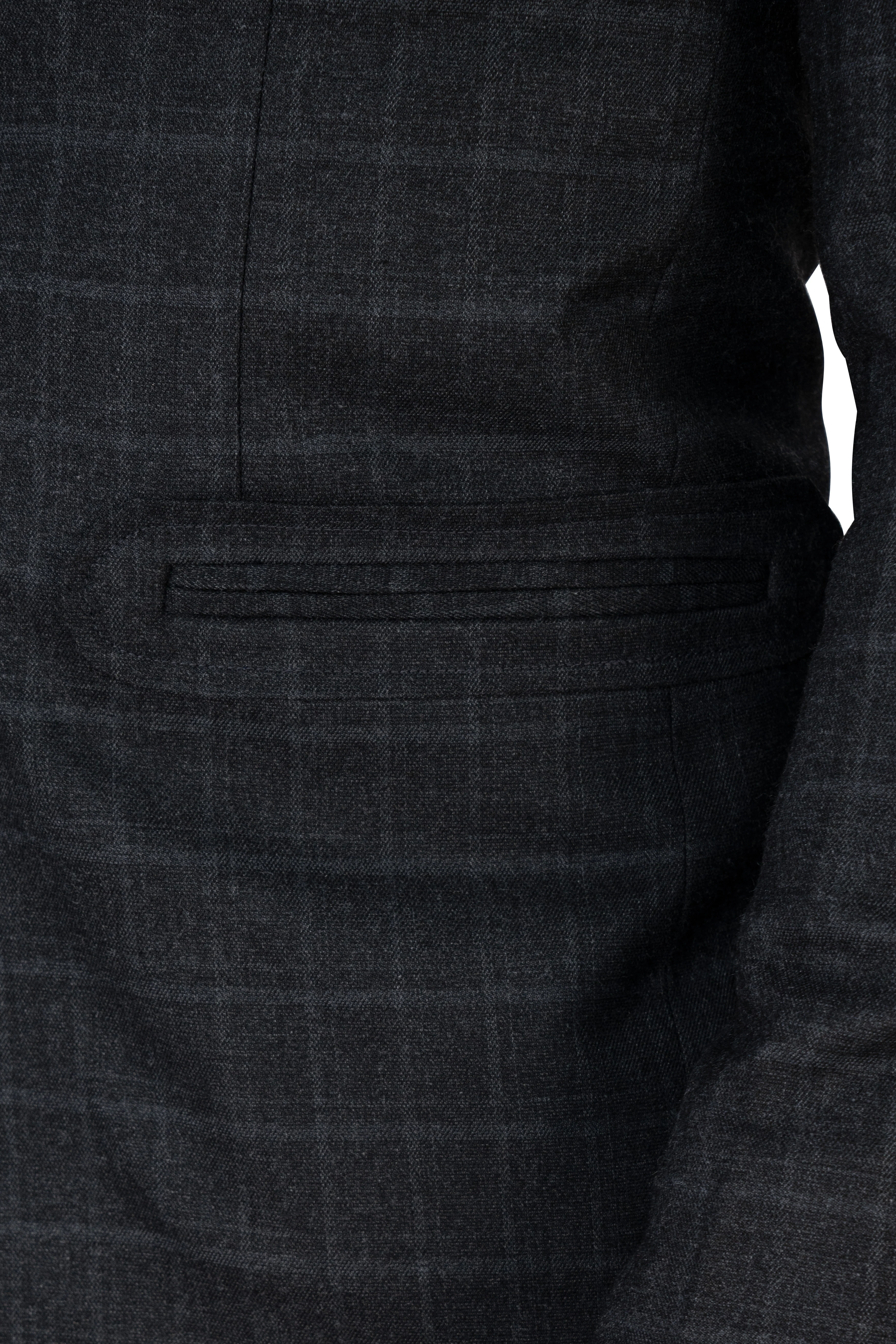 Vulcan Black with Marengo Gray Windowpane Tweed Designer Blazer - Image 8