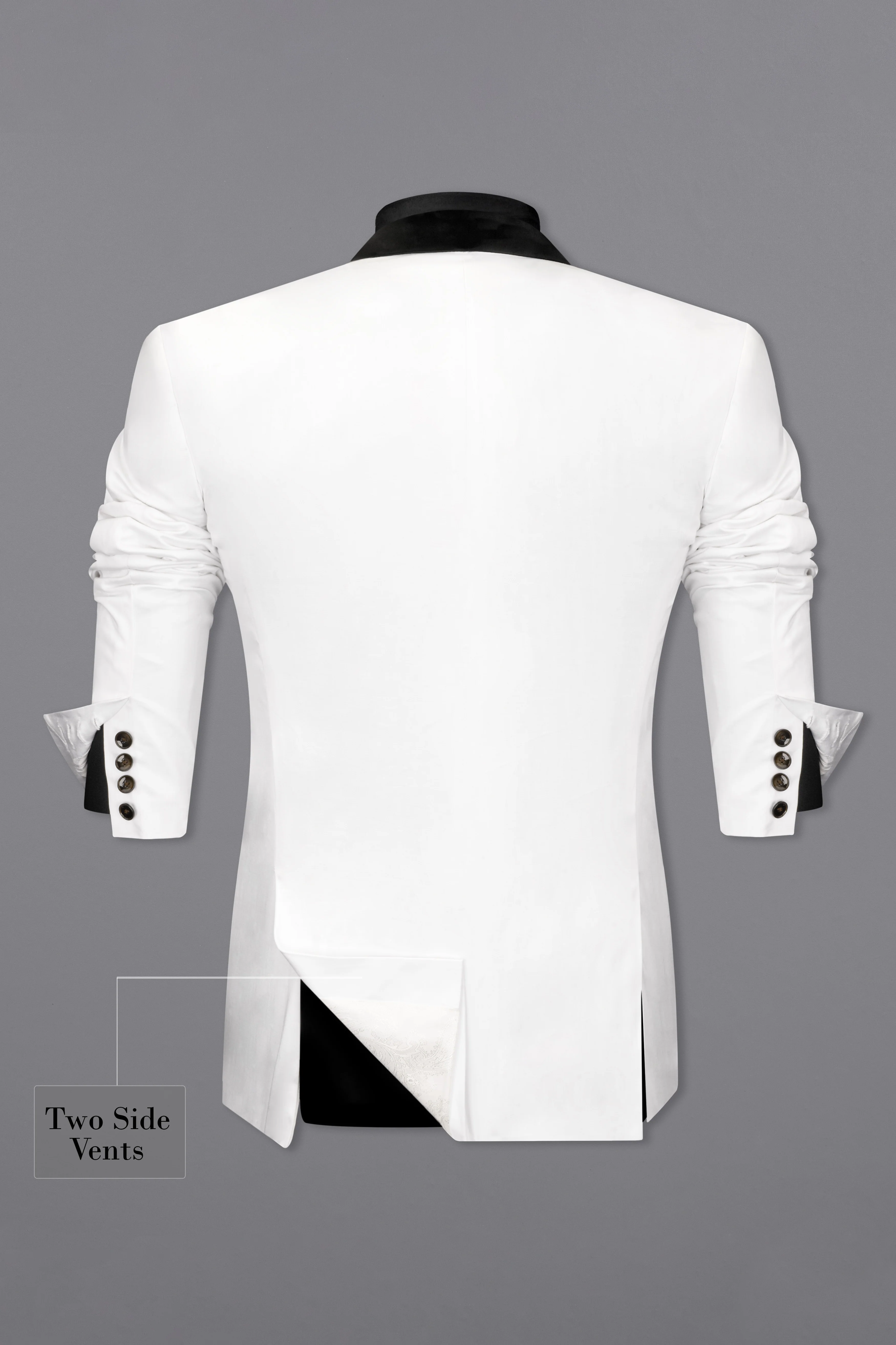 Bright White Stretchable Premium Cotton Tuxedo traveler Blazer - Image 8
