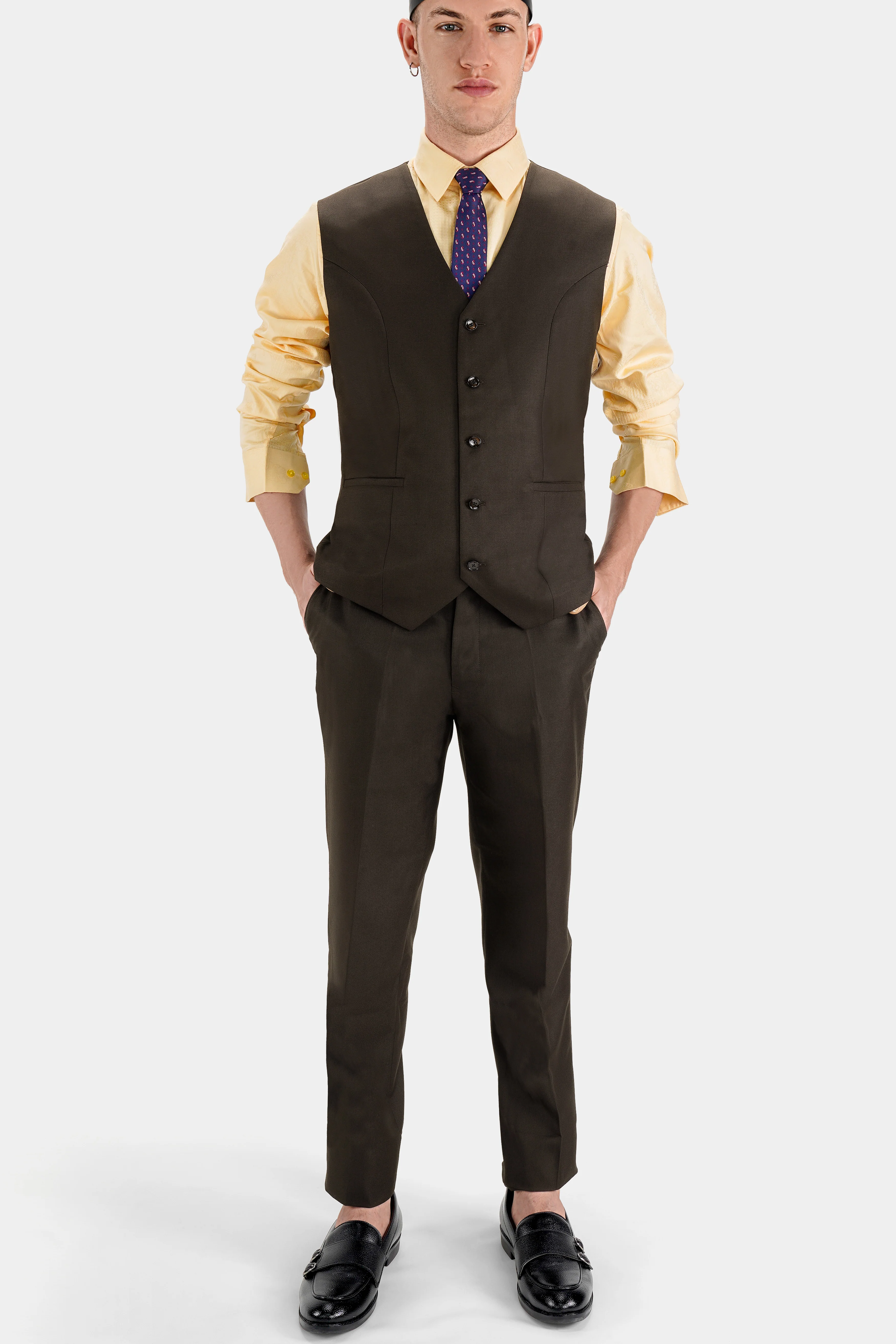 Zeus Brown Wool Rich Waistcoat - Image 5